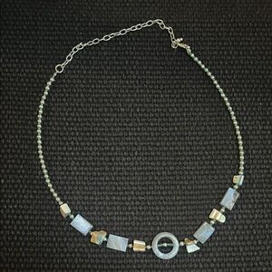 Silver and Turquoise Polished stone Necklace